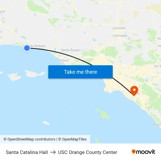Santa Catalina Hall to USC Orange County Center map