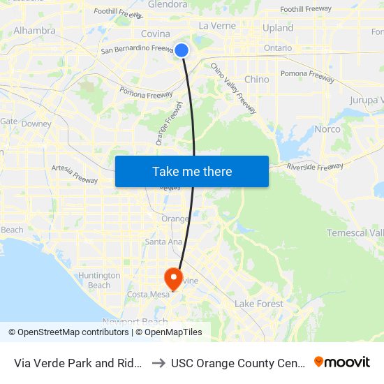 Via Verde Park and Ride   E to USC Orange County Center map