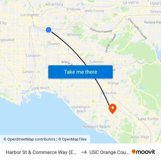 Harbor St & Commerce Way (Eb)/Rosewood Park to USC Orange County Center map