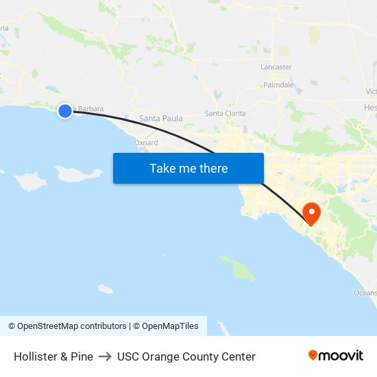 Hollister & Pine to USC Orange County Center map