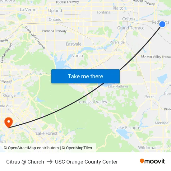 Citrus @ Church to USC Orange County Center map