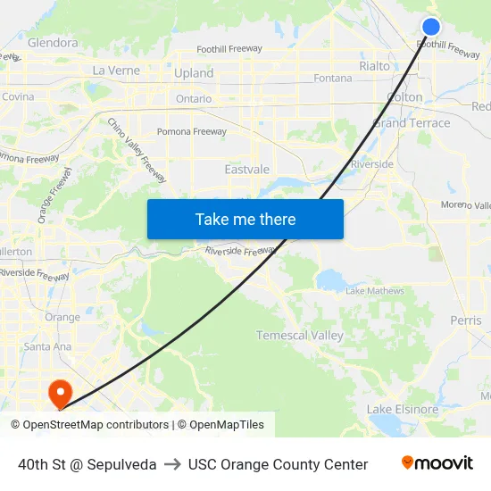 40th St @ Sepulveda to USC Orange County Center map