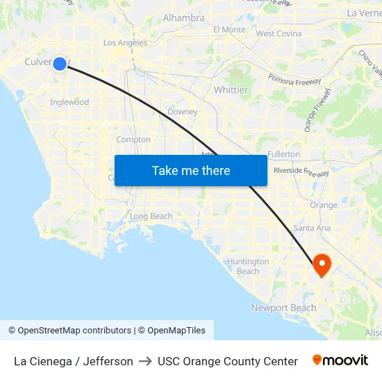 La Cienega / Jefferson to USC Orange County Center map