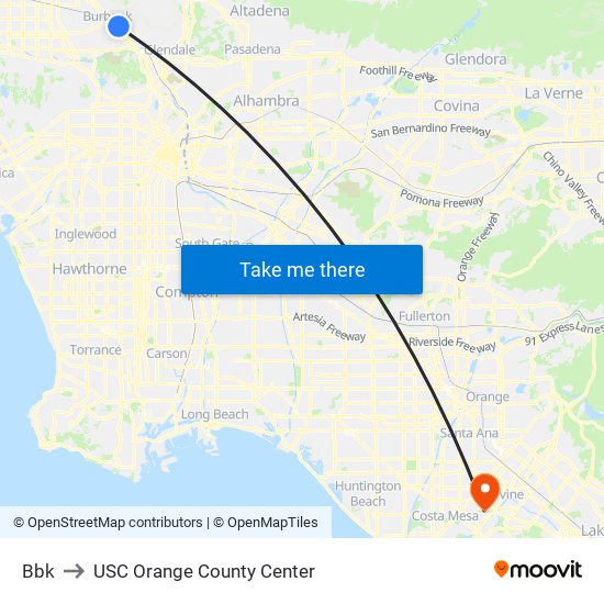 Bbk to USC Orange County Center map