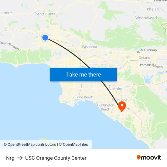 Nrg to USC Orange County Center map