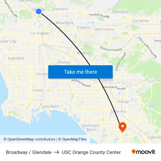 Broadway / Glendale to USC Orange County Center map
