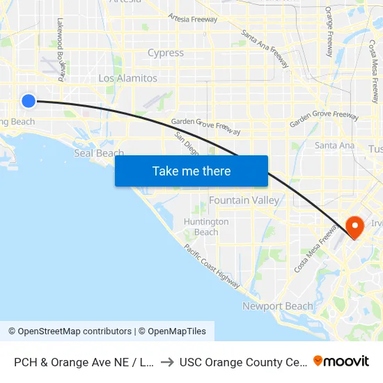 PCH & Orange Ave NE / LBCC to USC Orange County Center map