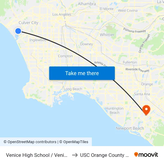 Venice High School / Venice Blvd to USC Orange County Center map