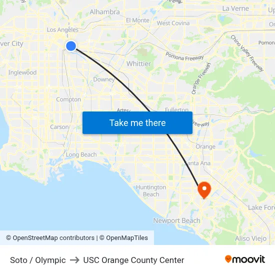 Soto / Olympic to USC Orange County Center map