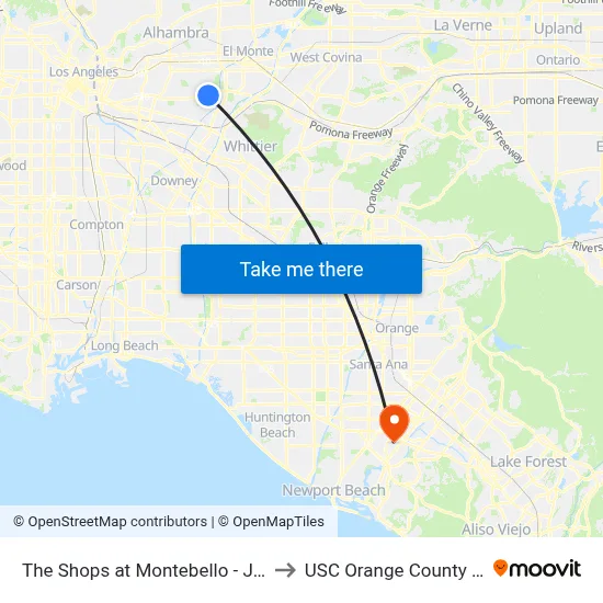 The Shops at Montebello - Jcpenney to USC Orange County Center map
