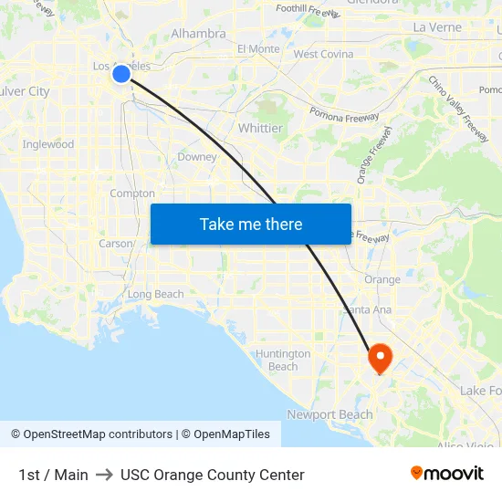 1st / Main to USC Orange County Center map