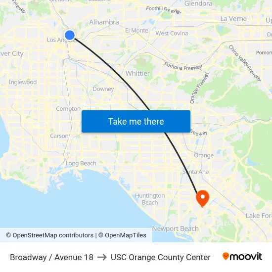 Broadway / Avenue 18 to USC Orange County Center map