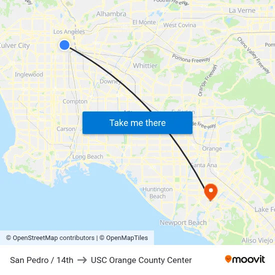 San Pedro / 14th to USC Orange County Center map