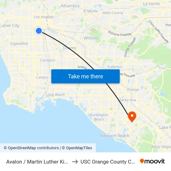Avalon / Martin Luther King Jr to USC Orange County Center map