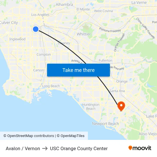 Avalon / Vernon to USC Orange County Center map