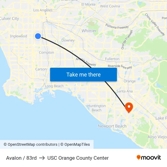 Avalon / 83rd to USC Orange County Center map