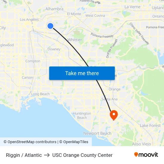 Riggin / Atlantic to USC Orange County Center map