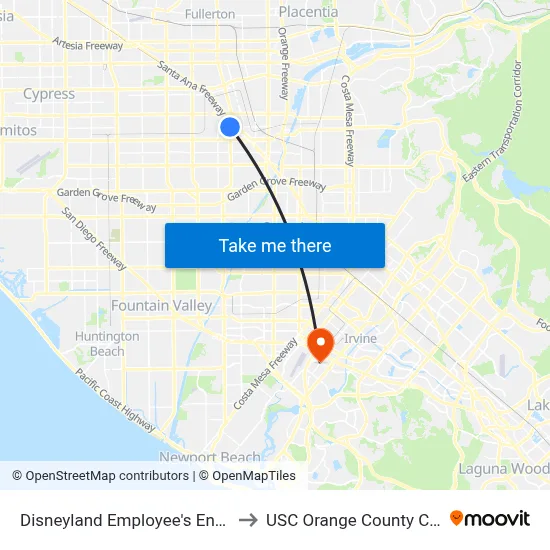 Disneyland Employee's Entrance to USC Orange County Center map