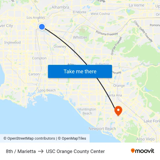 8th / Marietta to USC Orange County Center map