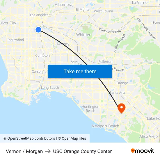Vernon / Morgan to USC Orange County Center map