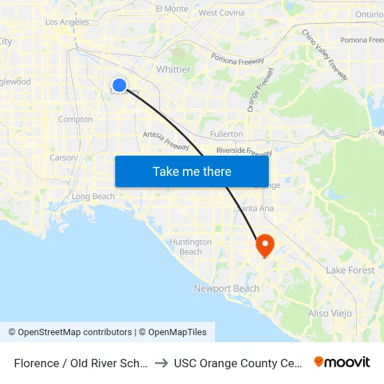 Florence / Old River School to USC Orange County Center map