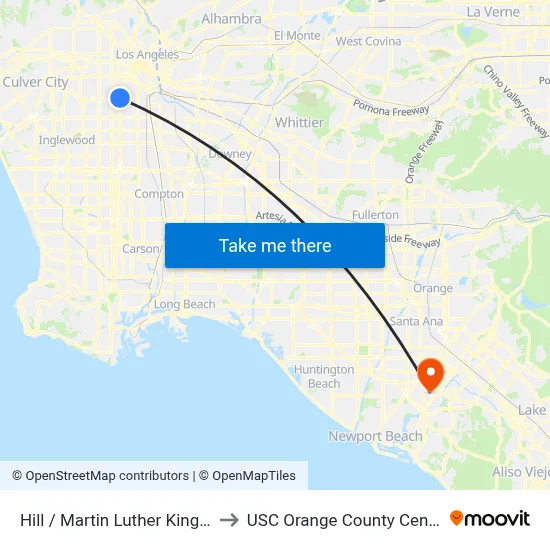 Hill / Martin Luther King Jr to USC Orange County Center map