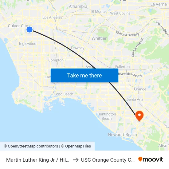 Martin Luther King Jr / Hillcrest to USC Orange County Center map