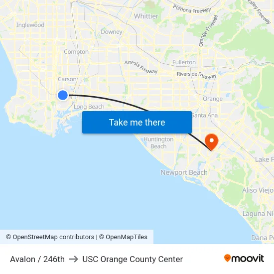 Avalon / 246th to USC Orange County Center map