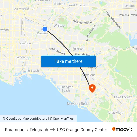 Paramount / Telegraph to USC Orange County Center map