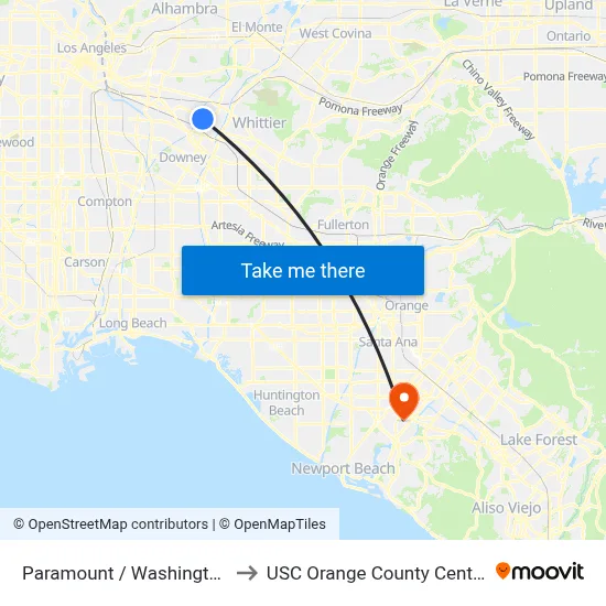 Paramount / Washington to USC Orange County Center map