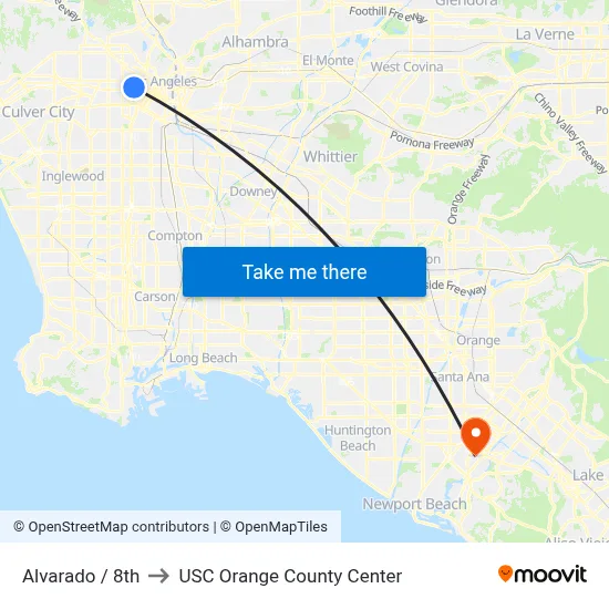 Alvarado / 8th to USC Orange County Center map