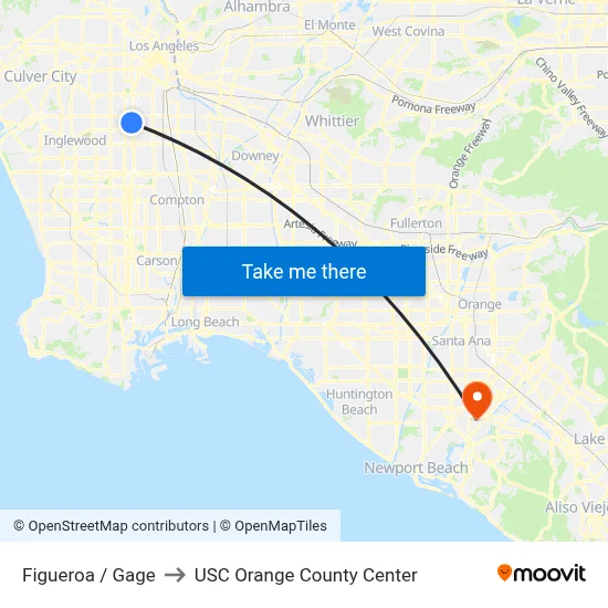 Figueroa / Gage to USC Orange County Center map