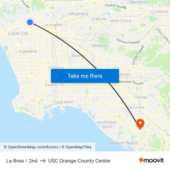 La Brea / 2nd to USC Orange County Center map