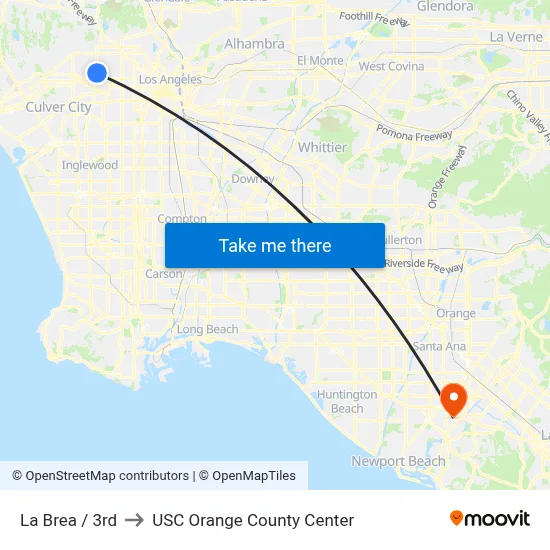 La Brea / 3rd to USC Orange County Center map