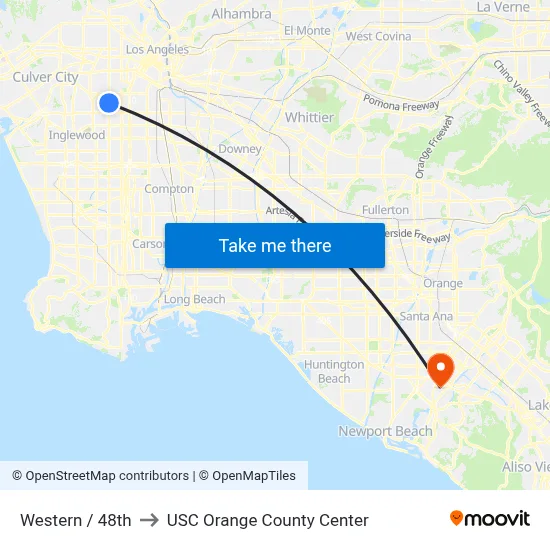 Western / 48th to USC Orange County Center map