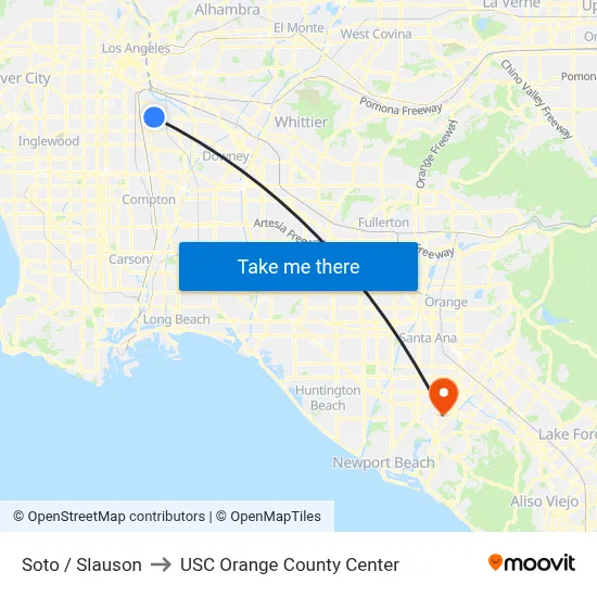 Soto / Slauson to USC Orange County Center map