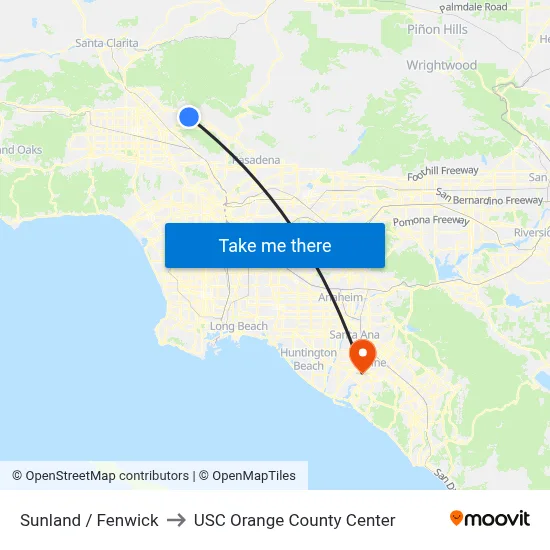 Sunland / Fenwick to USC Orange County Center map