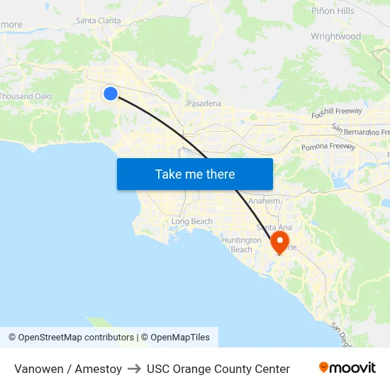 Vanowen / Amestoy to USC Orange County Center map