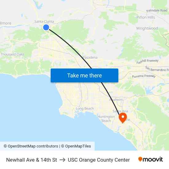 Newhall Ave & 14th St to USC Orange County Center map