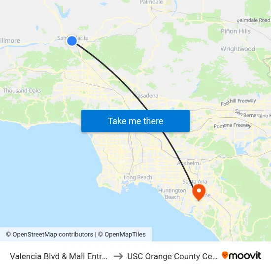 Valencia Blvd & Mall Entrance to USC Orange County Center map