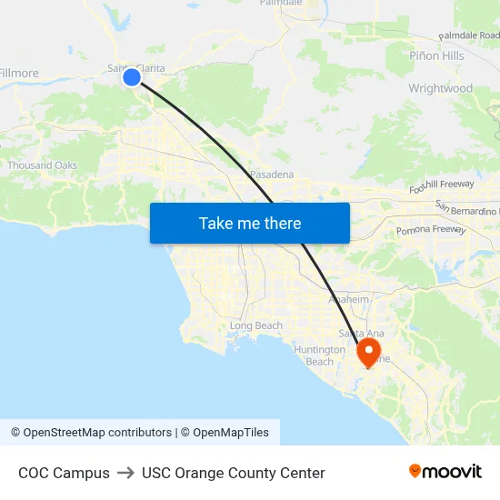 COC Campus to USC Orange County Center map