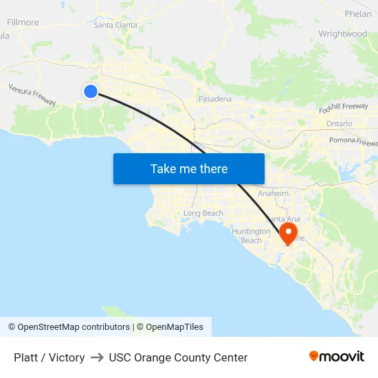 Platt / Victory to USC Orange County Center map