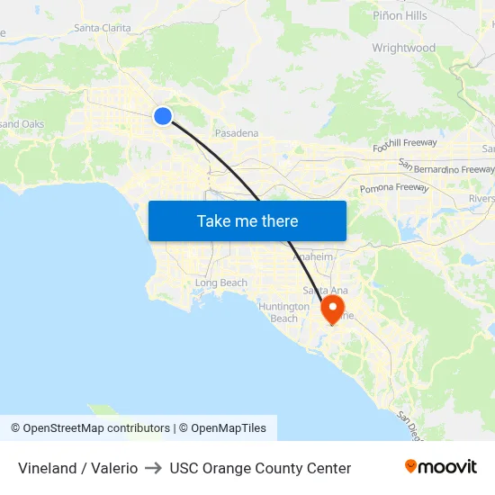 Vineland / Valerio to USC Orange County Center map