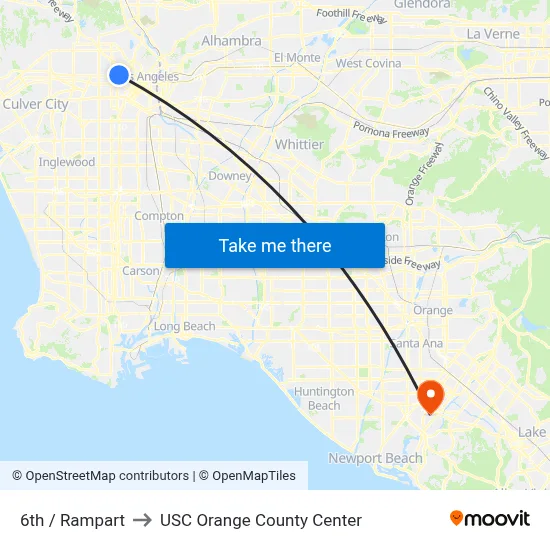 6th / Rampart to USC Orange County Center map