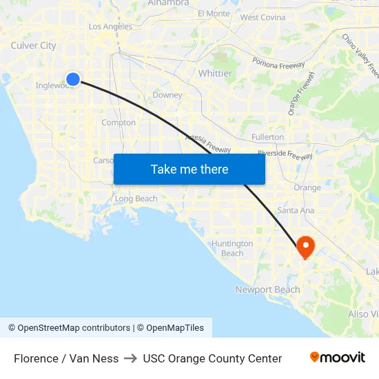 Florence / Van Ness to USC Orange County Center map