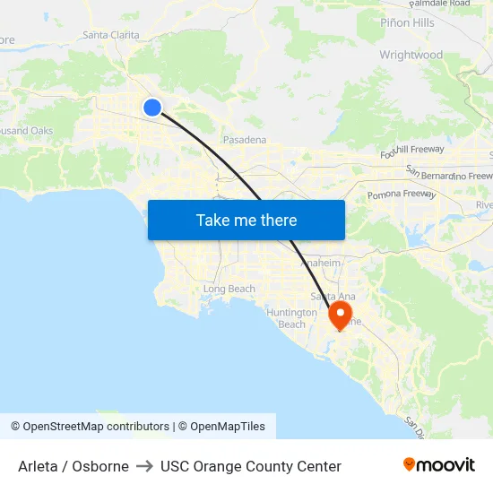 Arleta / Osborne to USC Orange County Center map