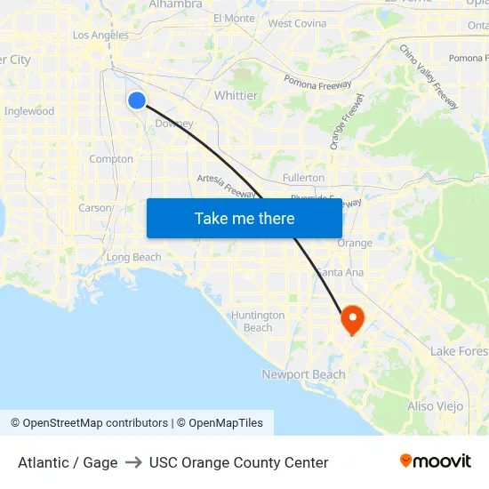 Atlantic / Gage to USC Orange County Center map