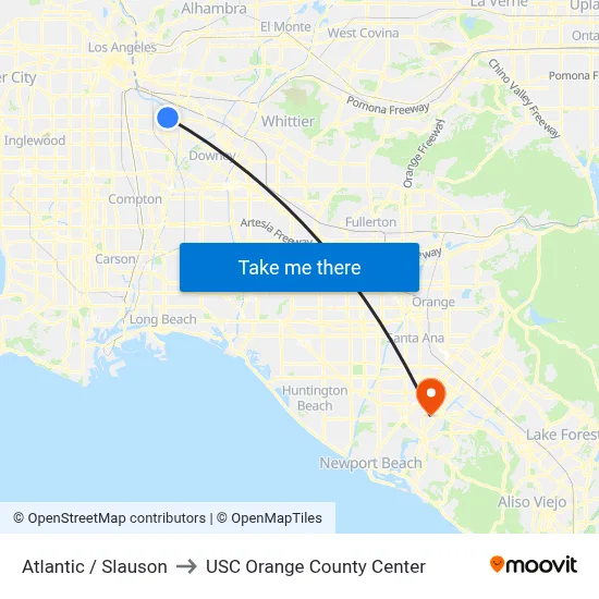 Atlantic / Slauson to USC Orange County Center map