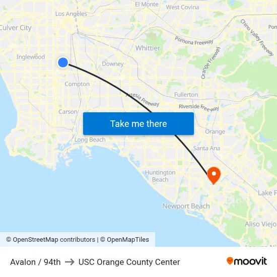 Avalon / 94th to USC Orange County Center map