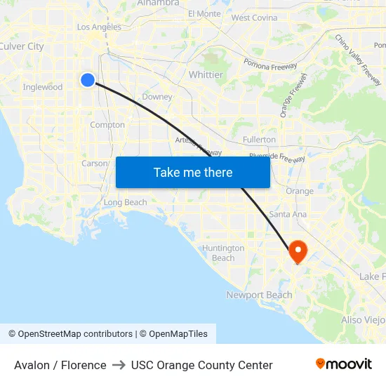 Avalon / Florence to USC Orange County Center map